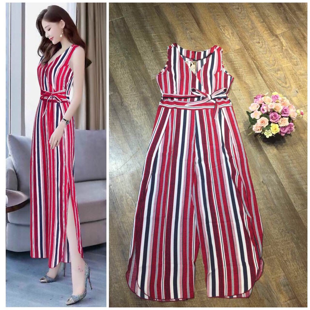 Đồ Bay Dài 💕FREESHIP💕Giảm 45k Khi Mua Đơn Từ 500k - Jumpsuit dài ống suông sẻ thắt nơ eo xinh xắn TJ997 | BigBuy360 - bigbuy360.vn