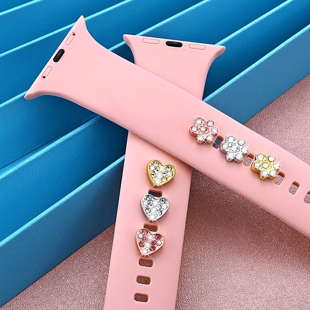 【20 màu】 Tự làm Phụ kiện kim loại trang trí cho iwatch series 7 6 5 4 SE 3 2 1 thời trang Thiết kế Rhinestone Khóa kim loại Dây đeo đồng hồ mềm Trang trí