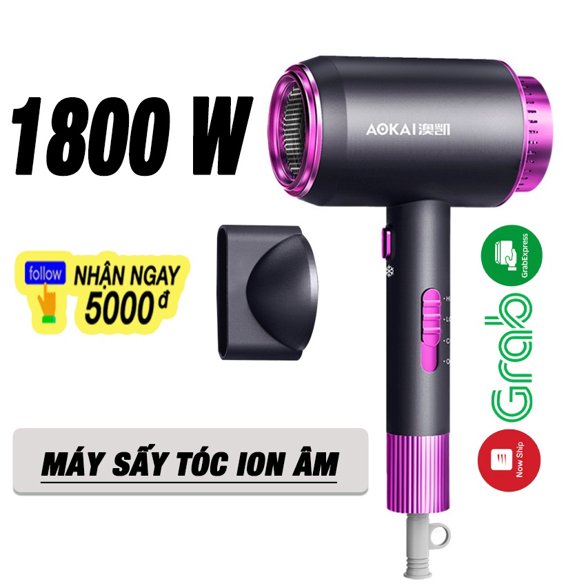 Máy Sấy Tóc Ion Âm Cao Cấp AOKAI – Công Suất Lên Đến 1800W – Công Nghệ Sấy Khô Tóc Siêu Nhanh – Giúp Tóc Suôn Mượt Mềm