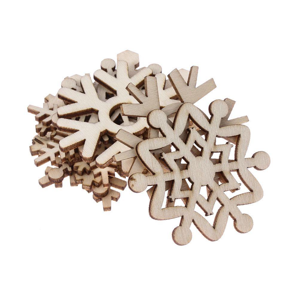 MAG Bộ 10 Miếng Gỗ Hình Bông Tuyết Trang Trí Giáng Sinh