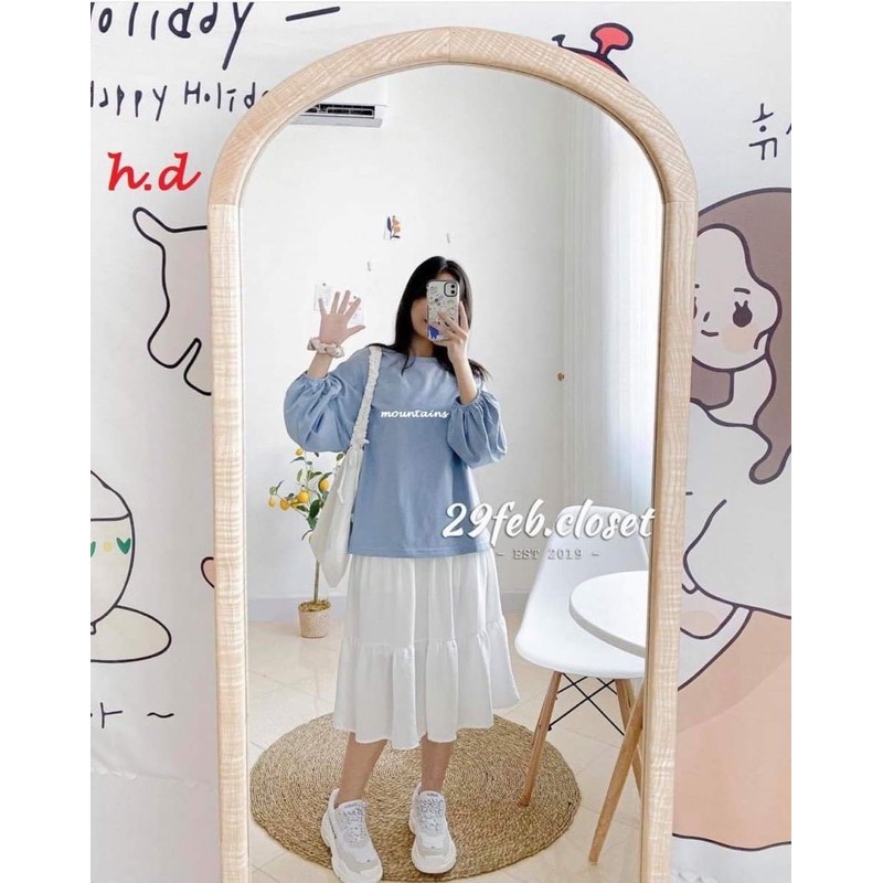 sét áo mount chun tay +chân váy ba tầng HĐ12 | BigBuy360 - bigbuy360.vn
