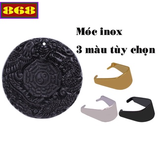 Vòng cổ long phượng Bát quái đen DELPBQE24 - Dây chuyền đá phong thủy - Size lớn phù hợp cho nam