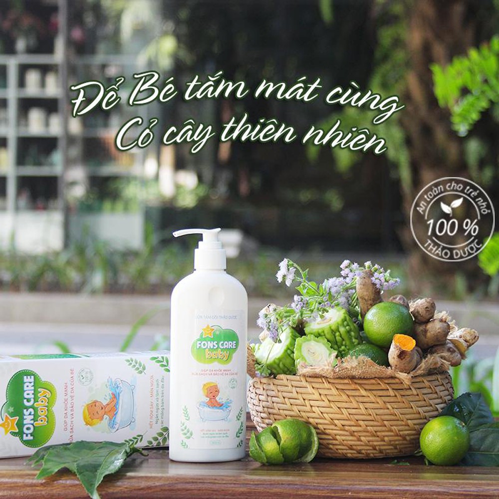 Sữa Tắm Cho Bé 👶Fons Care Baby🌴100% Thảo Dược Thiên Nhiên 👶 Sạch hết rôm, sảy, mẩn ngứa, hăm tã (300ml) | BigBuy360 - bigbuy360.vn