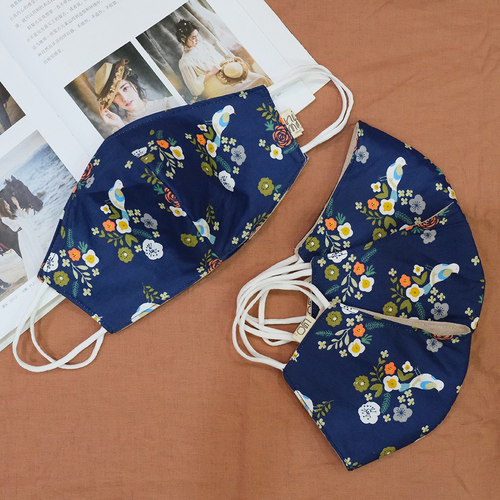 Khẩu trang vải 3 lớp họa tiết Hoa Lá Chim Vintage, có nút tăng giảm dây dễ điều chỉnh - KTCNX | BigBuy360 - bigbuy360.vn