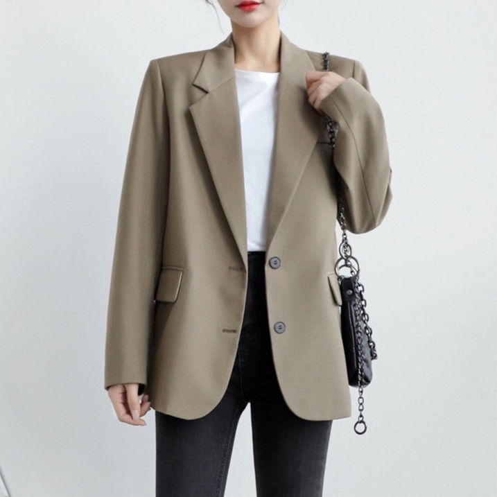 Áo Khoác blazer Mỏng Dáng Rộng Màu Đen Phong Cách Anh Quốc Thời Trang Xuân Thu  Dành Cho Nữ
