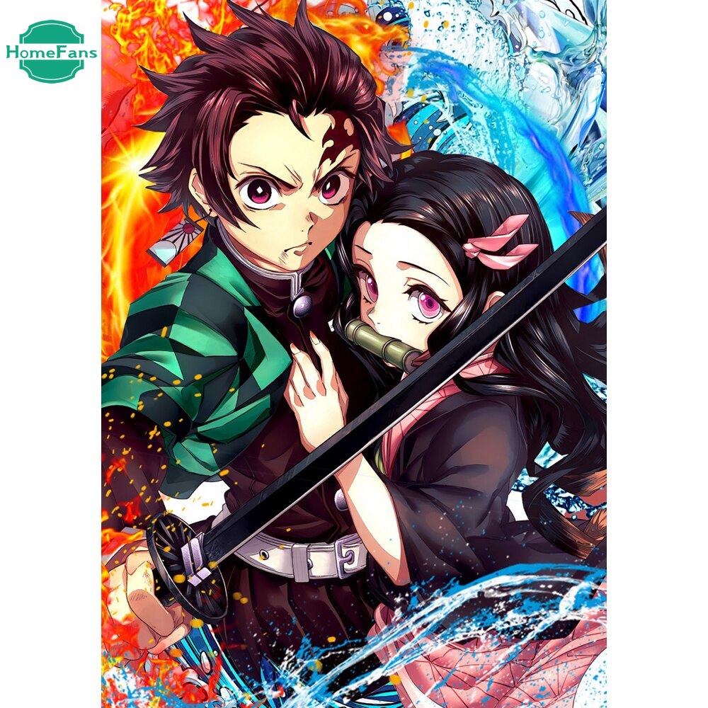 Tranh Đính Đá 5d Trang Trí Nội Thất Hình Anime Nhật Bản 30x40cm DIY