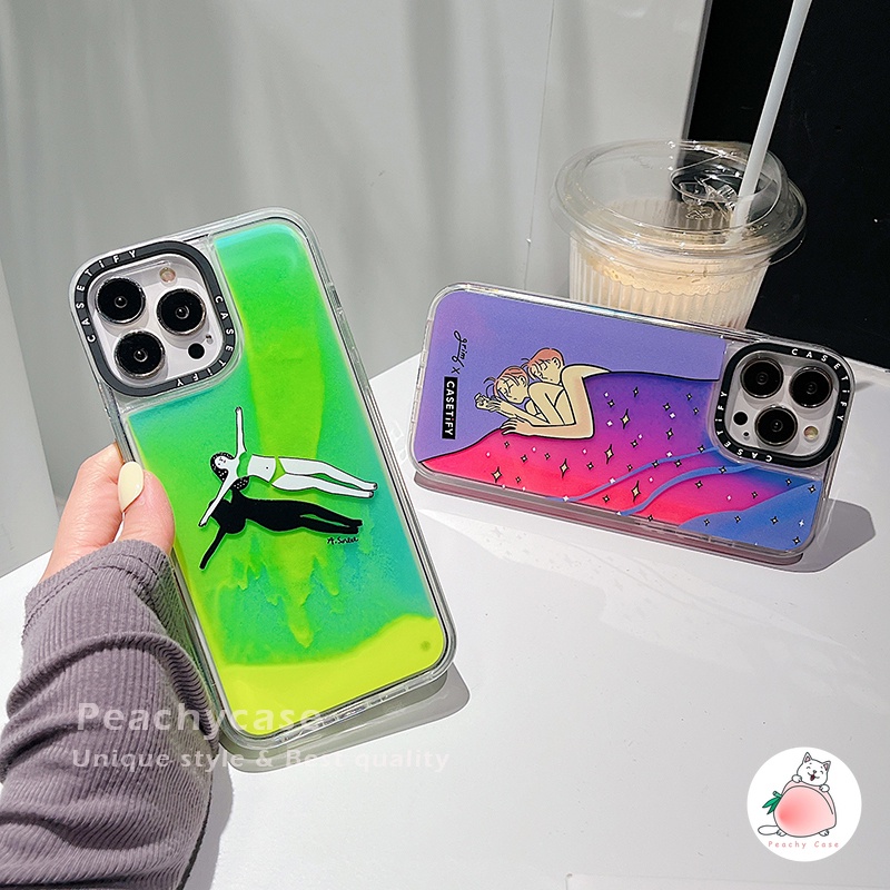 Ốp Điện Thoại Kính Dạ Quang in Hình Cô Gái Bơi Lội Cho iPhone 13 12 11 Pro Max Xr Xs Xsmax X 12pro