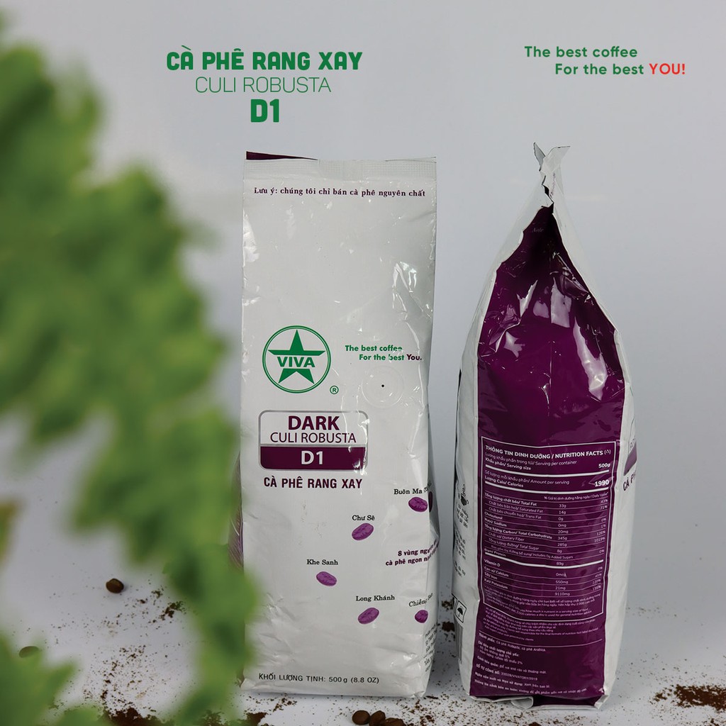 DARK 1 - Cà phê rang xay Truyền Thống Viva Star Coffee gói 500gr, 1000gr: Culi Robusta rang ĐẬM