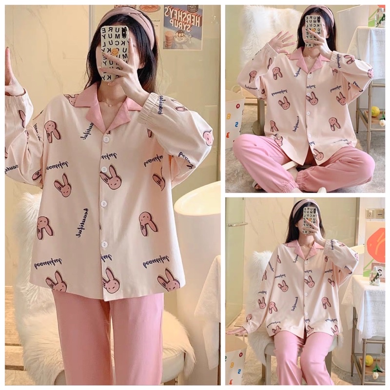Bộ Ngủ Pijama Nữ Dài Tay Mặc Nhà Thu Đông Kate Loại 1 Thỏ Hồng | BigBuy360 - bigbuy360.vn