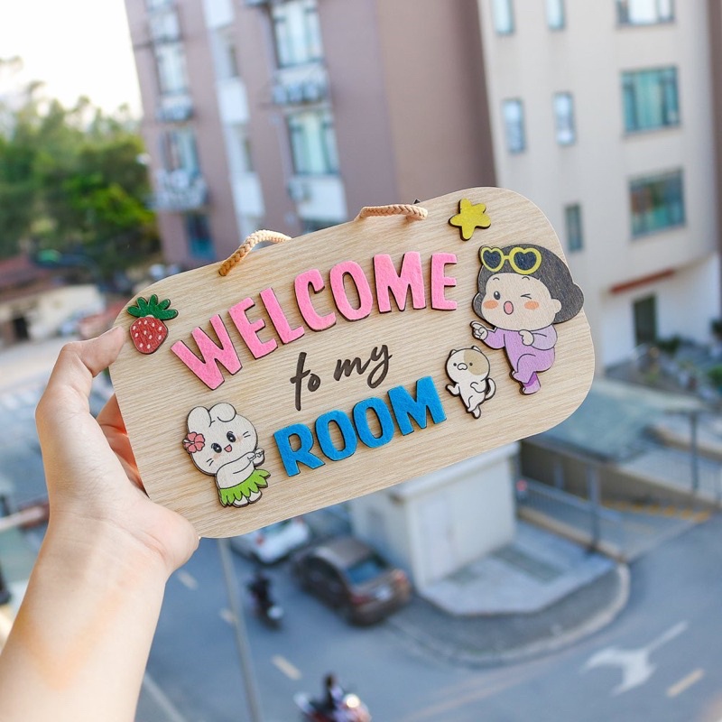 Bảng Gỗ Trang Trí Welcome To My Room Xinh Xắn