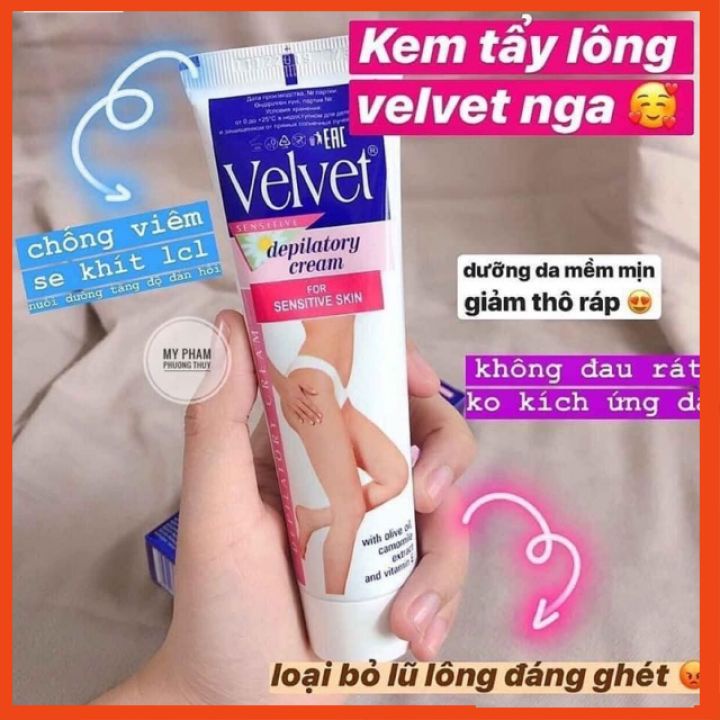 Kem tẩy lông Velvet [CHỈ BÁN HÀNG CHÍNH HÃNG] chuẩn nga, siêu sạch trong 5 phút, an toàn hiệu quả
