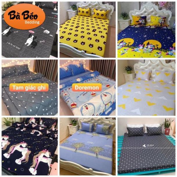 Bộ Ga Chun Kèm Vỏ Gối Cotton Poly kt m6x2m; m8x2m; 2mx2m2 (Ảnh thật, được chọn mẫu)