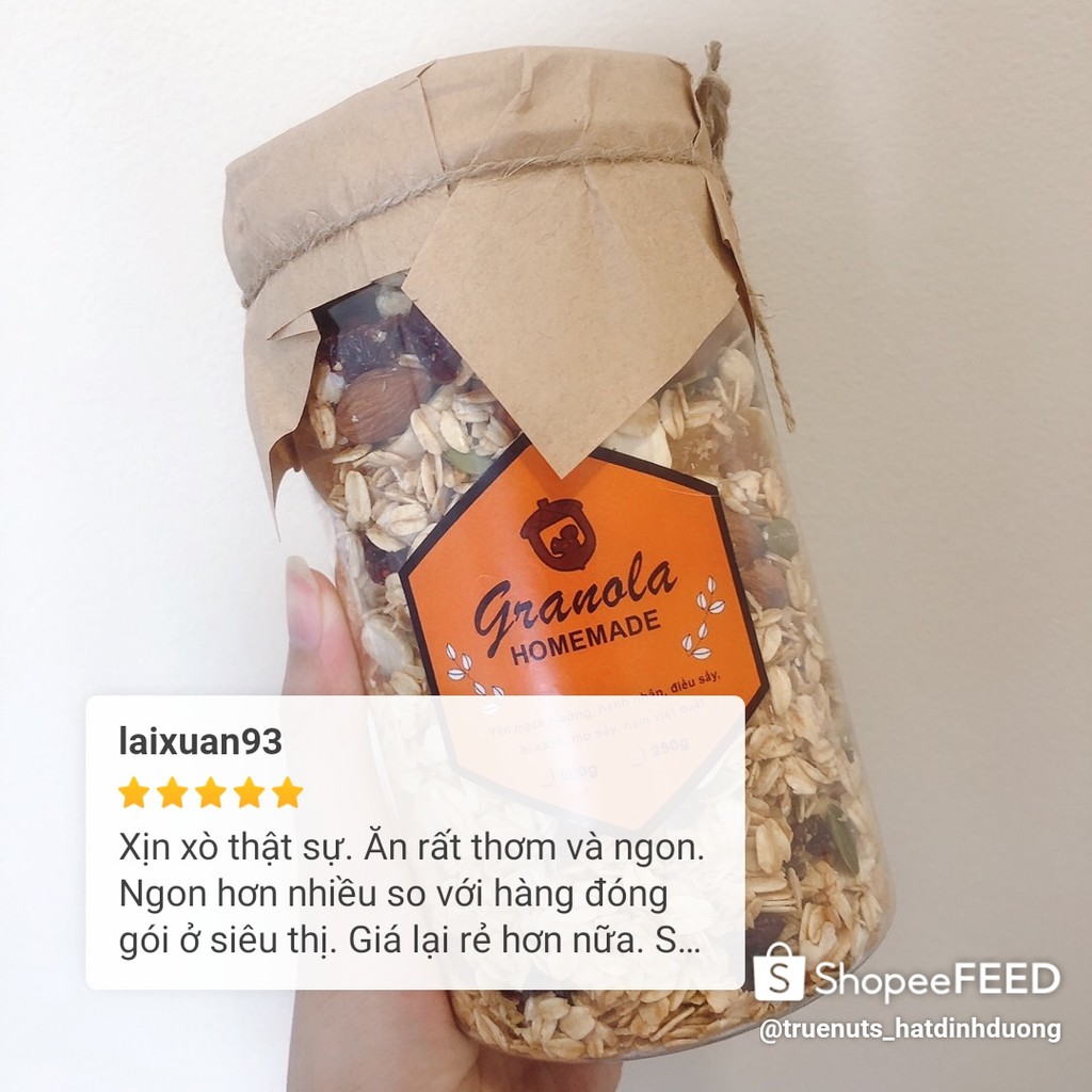 Ngũ cốc Granola Homemade Nhiều Hạt Quả Sấy - Giảm Cân, Ăn Kiêng, Dinh Dưỡng Buổi Sáng 500g