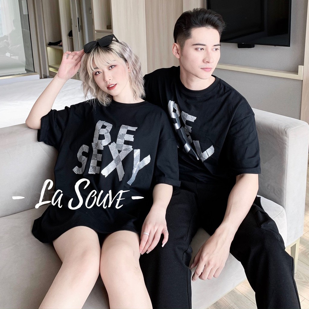 Áo thun tay lỡ nam nữ Unisex LA SOAVE màu đen in chữ sau form rộng dáng Ulzzang cho cặp đôi đang yêu - Trendy 2021