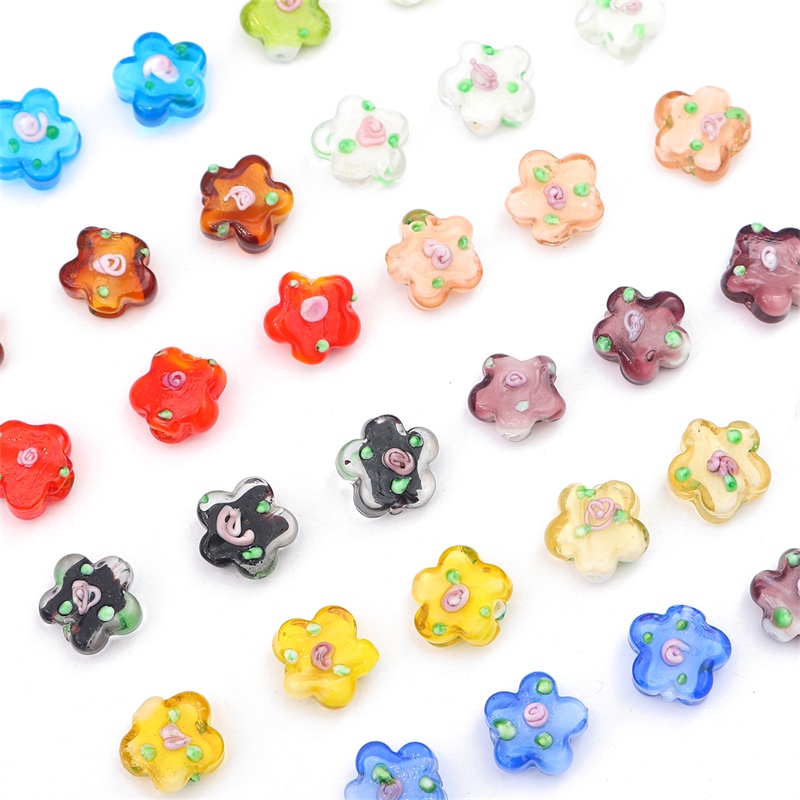 Bộ 2 hạt thủy tinh hình hoa 14mm dành cho làm trang sức diy