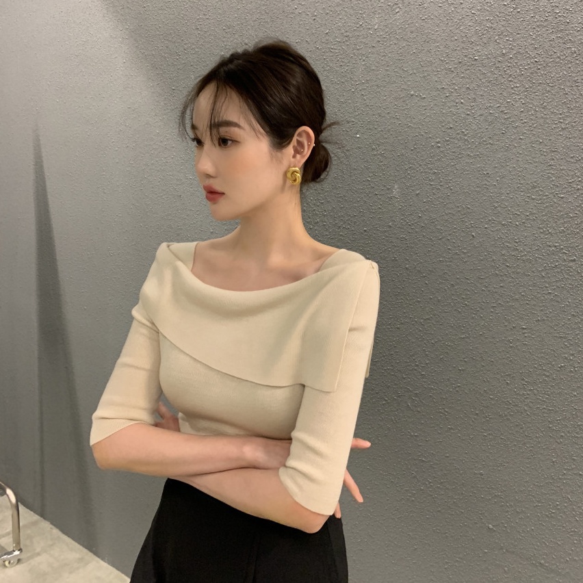 Áo Dệt Kim Tay Ngắn Dáng Ôm Thời Trang Dành Cho Nữ 51752