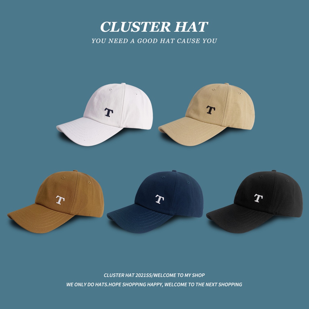 Mũ Lưỡi Trai Thêu Chữ T Màu Sắc Đơn Giản Phong Cách Hàn Quốc Thời Trang Cho Nữ