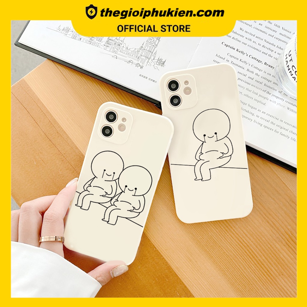 Ốp lưng iphone cạnh vuông Bụng mỡ đáng yêu dành cho iphone 6 đến 14promax - E166