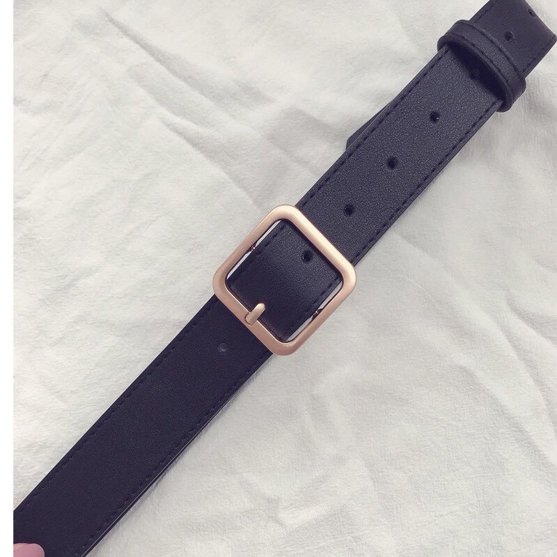 Dây nịt thắt lưng kim lật vuông màu chì màu vàng phong cách vintage hot hit bản 2.5cm