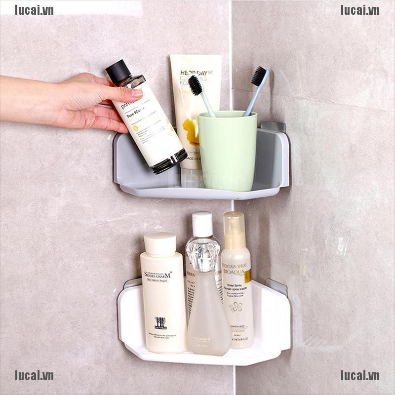 [LUCAI&COD]Suction Cup Corner Shower Shelf Bathroom Shampoo Holder Kitchen Storage Rack