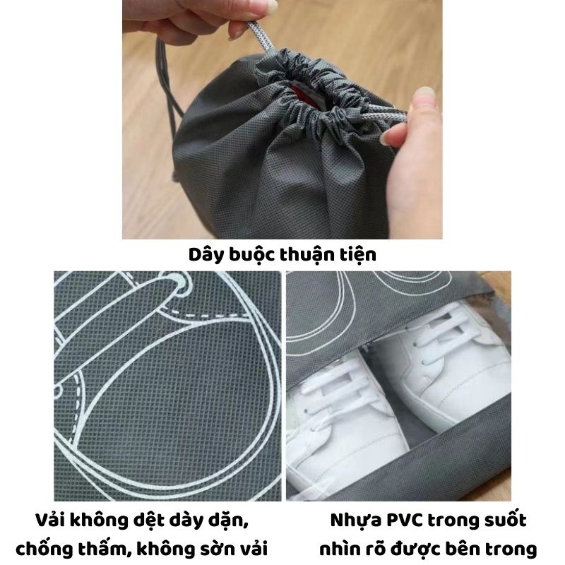 Túi đựng giày dép IMA Store vải dù dây rút cao cấp size to, bảo quản chống ẩm mốc, bỏ vừa vali du lịch