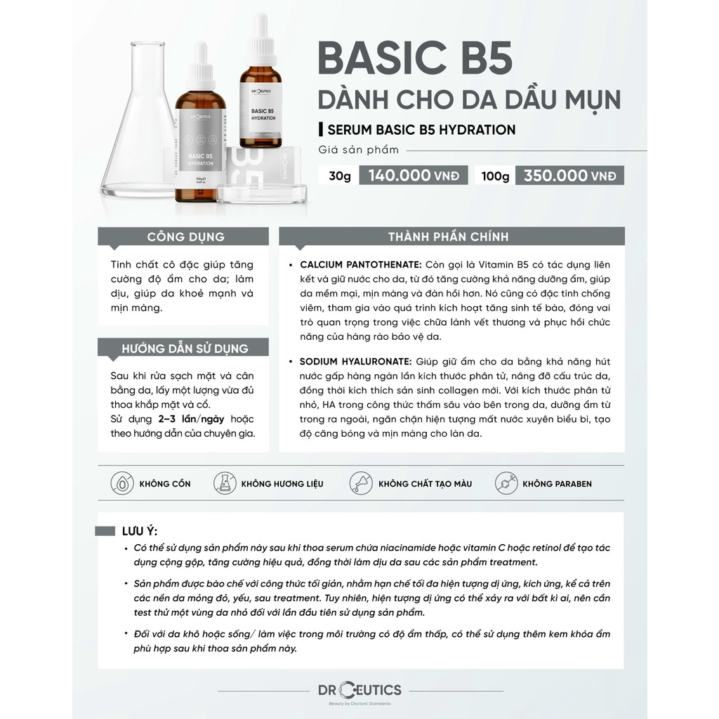Tinh chất Serum B5 DrCeutics cấp ẩm phục hồi da chống lão hóa 30ml 100ml - Thi Vũ
