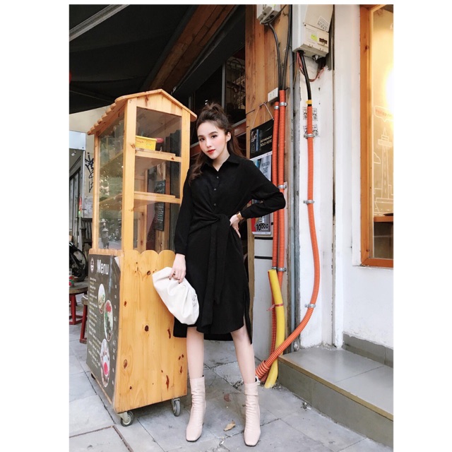 Váy sơmi buộc eo