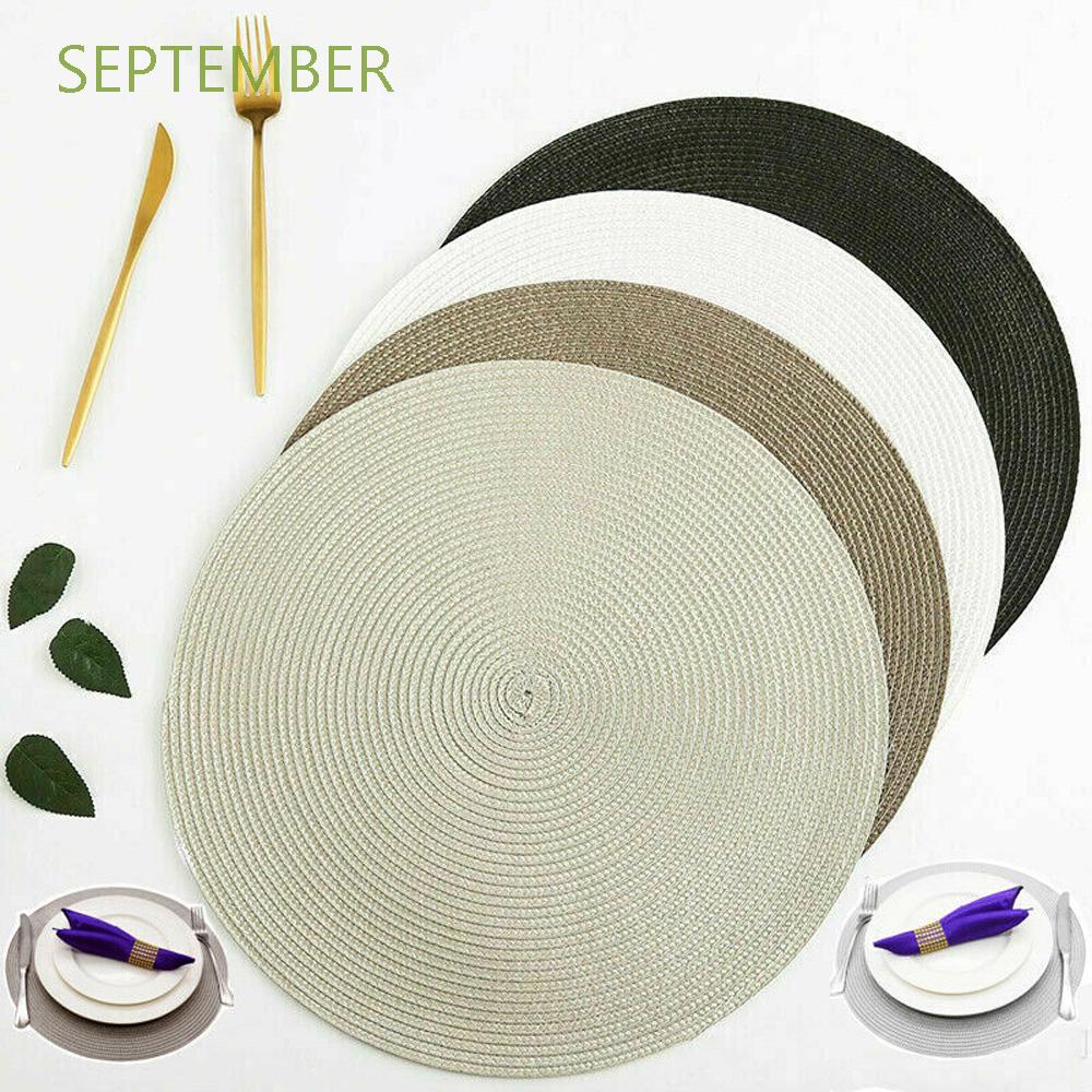 SEPTEMBER 4 Pcs/set Placemat Durable Coaster Table Mat Tableware Teapot Kitchen Eco-friendly Table Decoration Weave Tea Cup Pad/Multicolor