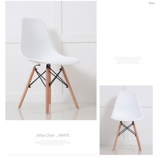 Ghế eames chân gỗ đan thép màu trắng phong cách hiện đại, ghế cafe làm việc văn phòng, ghế eames nhập khẩu