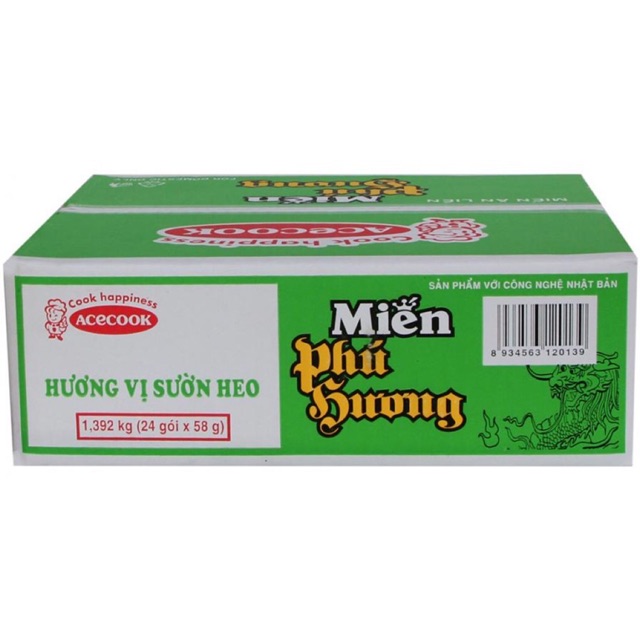 Thùng 24 Gói Miến Phú Hương Các Loại (Thịt Bằm/Lẩu Thái Tôm/Sườn Heo)