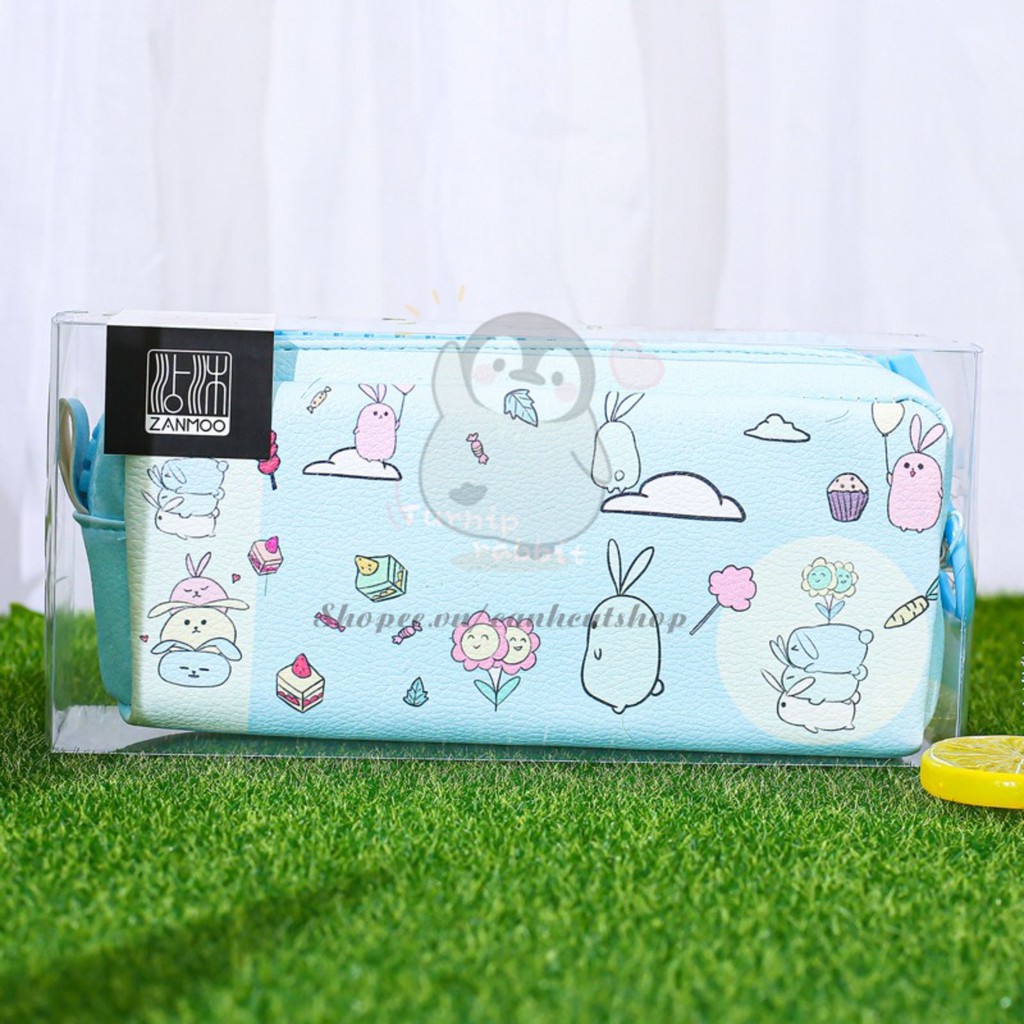 Hộp bút vải đẹp canvas hàn quốc - bóp viết khóa zip nhựa to cute hình chó Shiba dễ thương, túi đựng bút đã năng