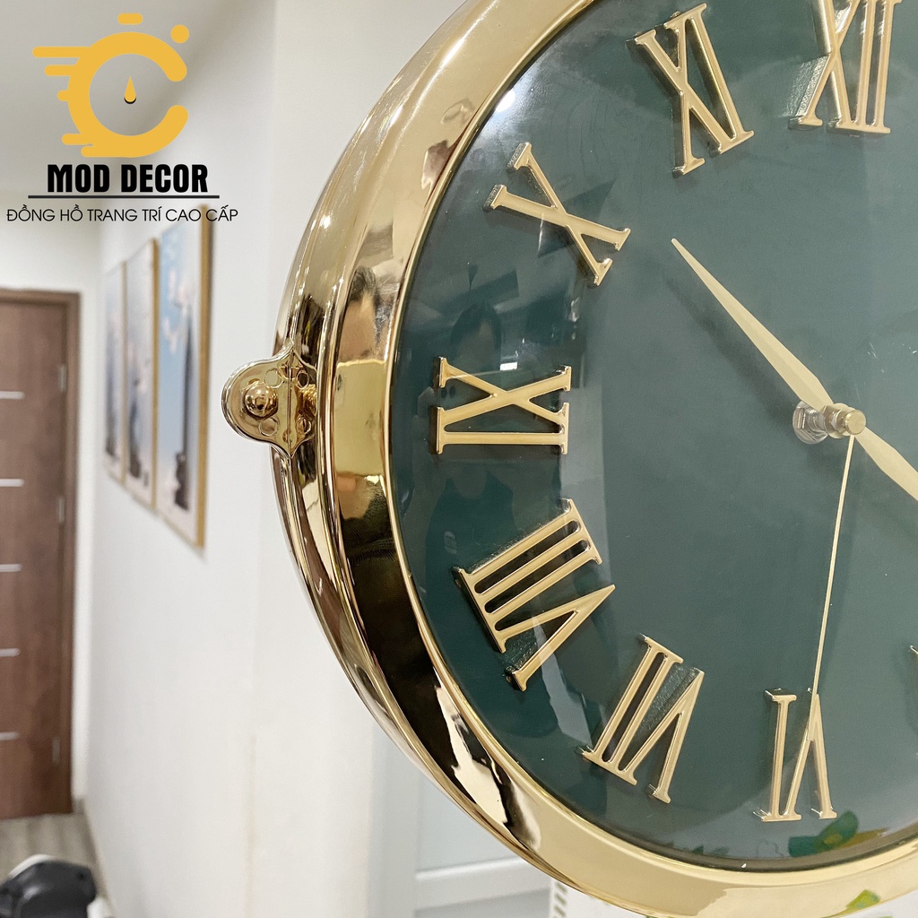 Đồng hồ treo tường kim trôi Én xanh 2 mặt 7937
