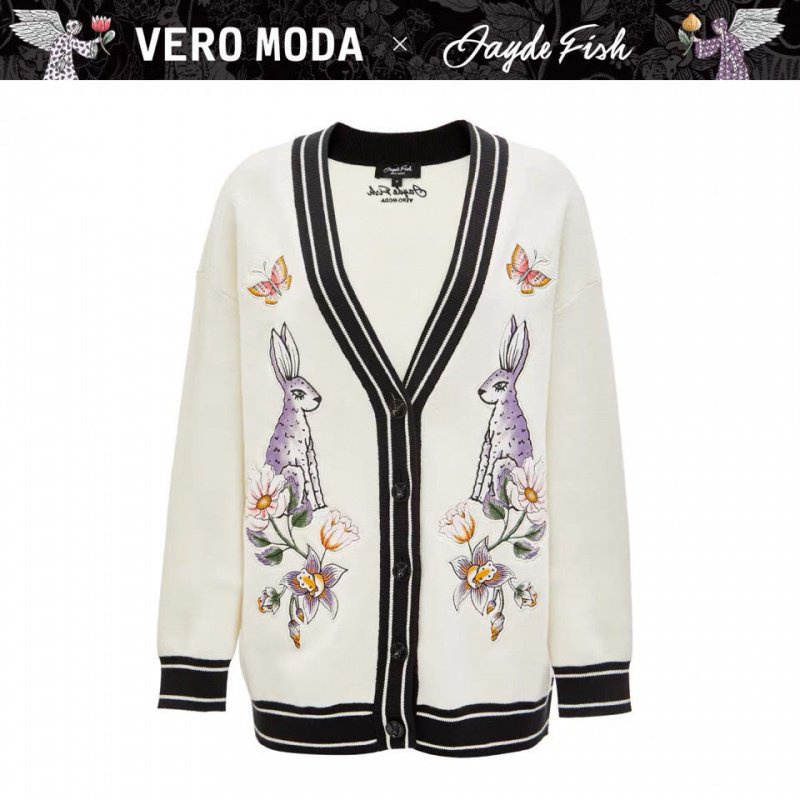 Vero Moda× Jayde Fish Doanh Ba Chiều Thỏ Hoa Móc DệT Kim Áo Khoác Cardigan |321313017
