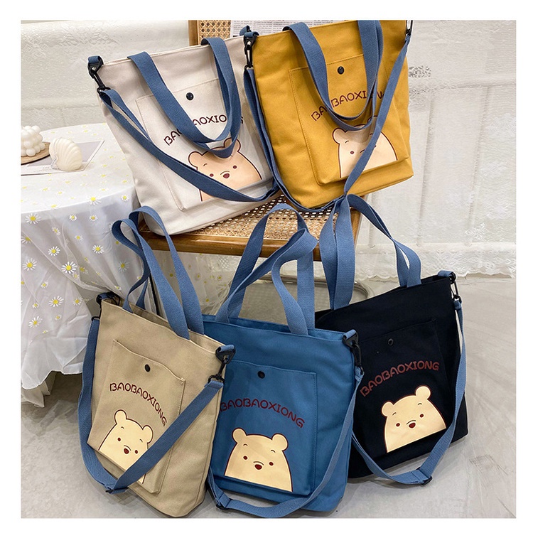 Women's bag new tutorial canvas bag single shoulder bag women's Korean shopping bag fashion soft girl student bag portable messenger bag popular in stock