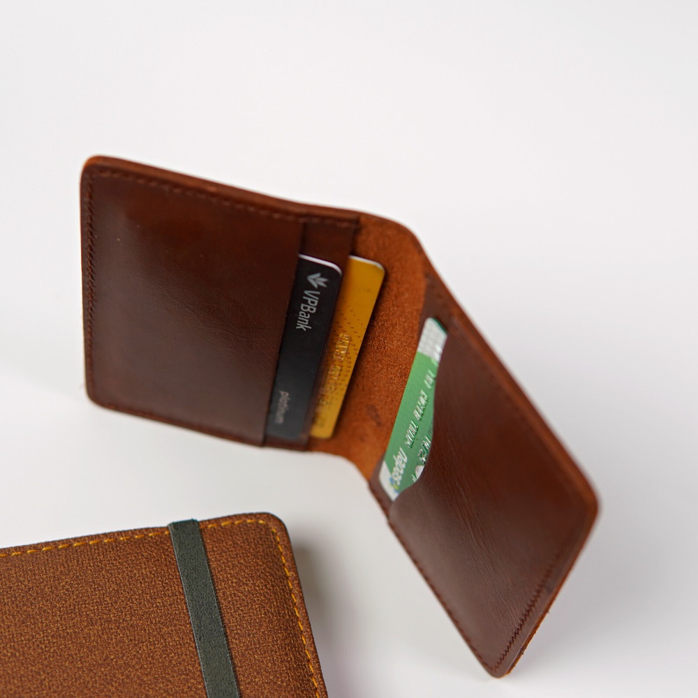 Ví Nam Nữ Mini WEMODA đựng card da Sáp chế tác thủ công bảo hành 24 tháng