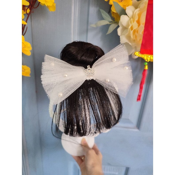 Băng đô nơ lưới vương miệng nhí xinh cho bé