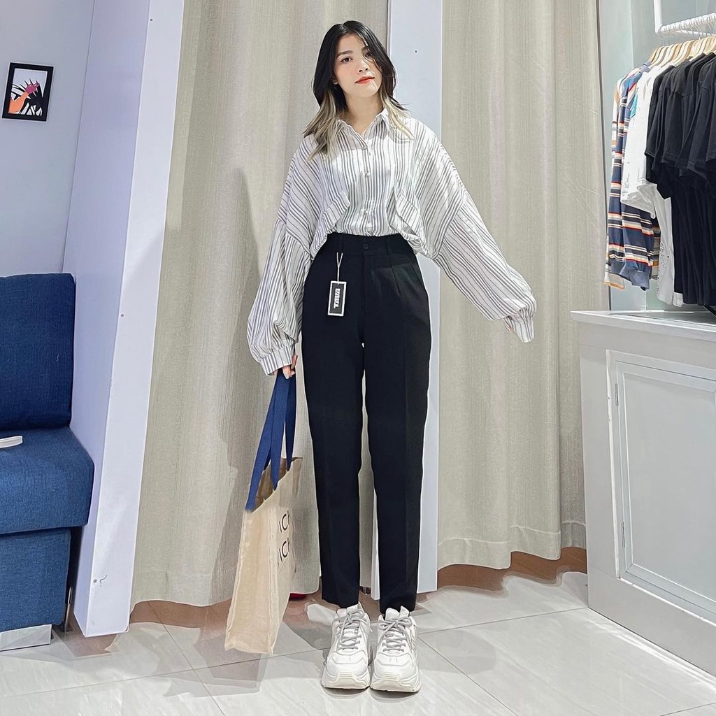 Quần vải baggy nữ lưng cao dài đẹp mặc đi học đi làm LADY BG01