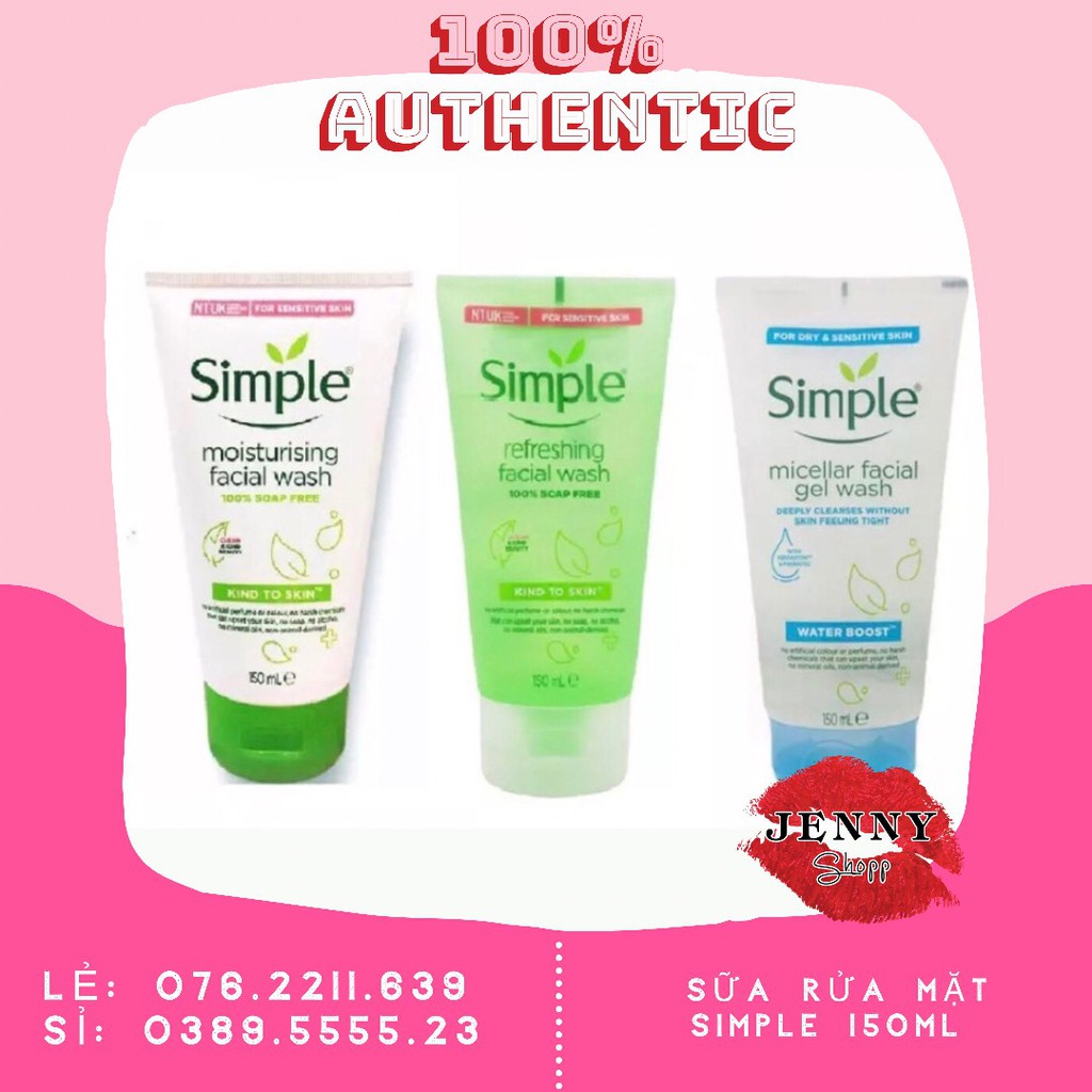 DÒNG SỮA RỬA MẶT SIMPLE 150ML