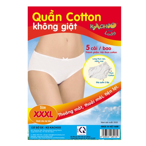 Quần lót cotton XXL (Combo 5 cái) mặc 1 lần ,có thể giặt tái sử dụng, dùng du lịch, mẹ sau sinh hoặc trong những ngày ấy