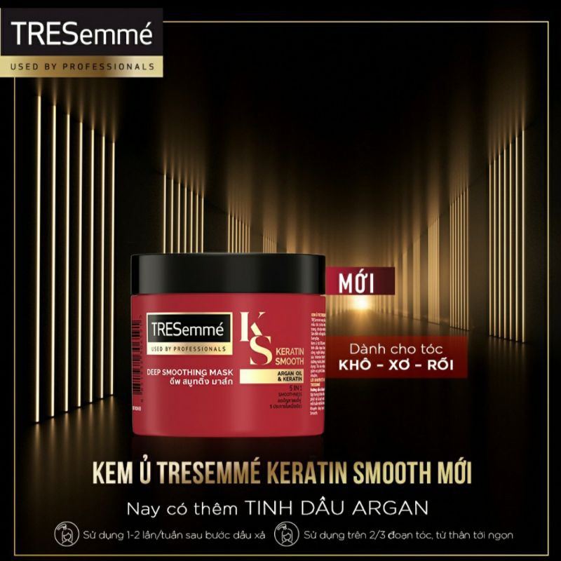 Kem ủ TRESemmé Keratin Smooth Tinh Dầu Argan Vào nếp suôn mượt 180ML