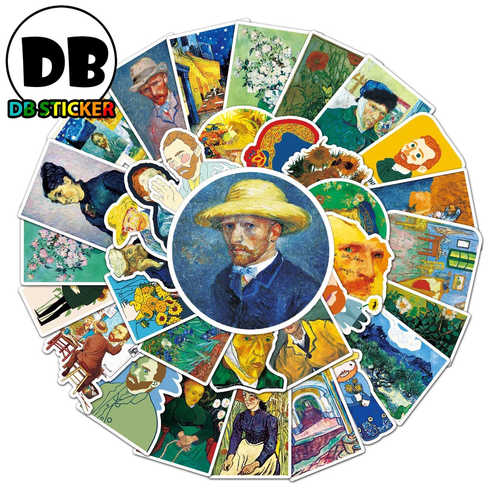 Sticker Van Gogh sơn dầu nhiều họa tiết chống nước, dán trang trí laptop, mũ bảo hiểm, vali, xe ga - DB.099