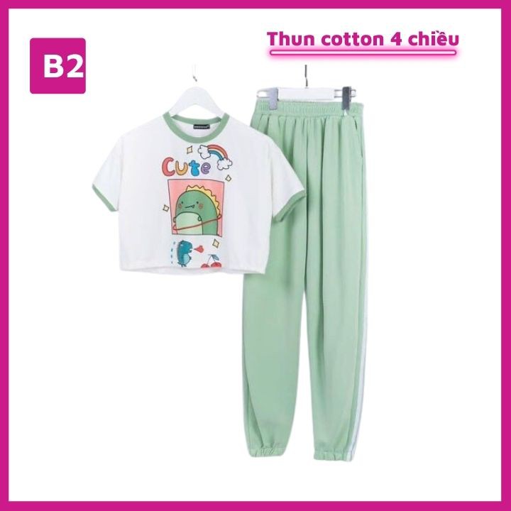 Set áo croptop quần jogger hình sóc- Barbie từ 10-40kg. Form thể thao croptop -Thun cotton -Tomchuakids.