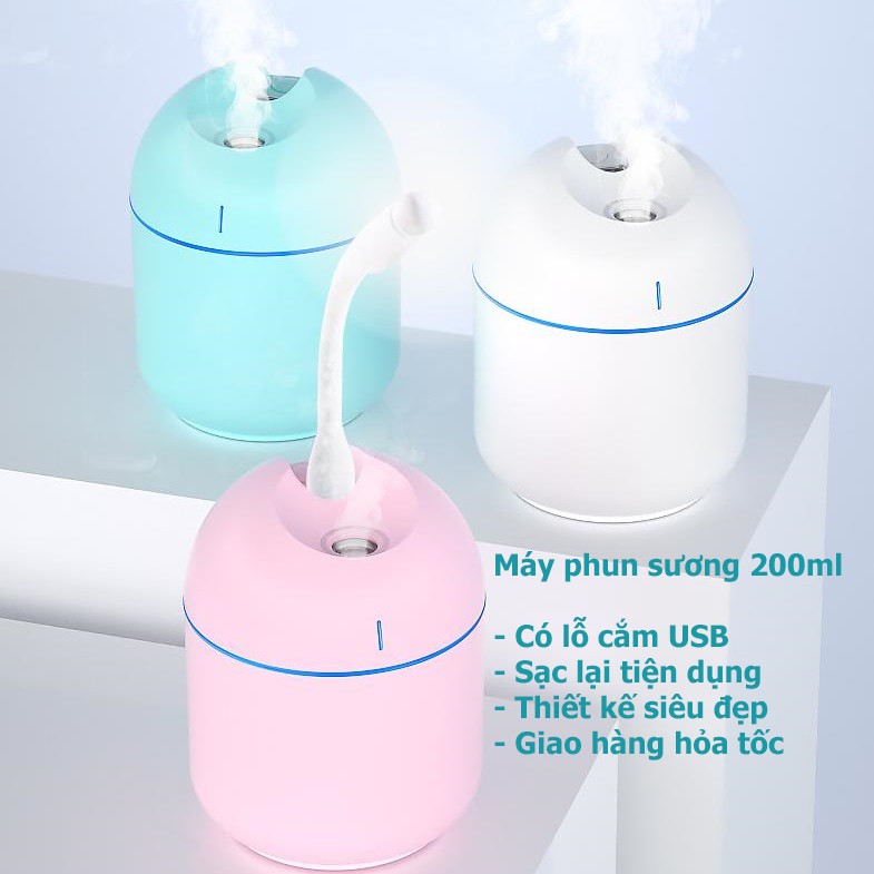 Máy phun sương khuếch tán tinh dầu máy phun sương Mini Humdifier 9801 200ml tạo độ ẩm không khí sạc USB DL TECH