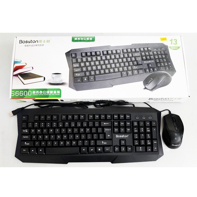 Bộ Phím Chuột Máy Tính Laptop Văn Phòng Có Dây Bosston S6600, Combo Bàn Phím Và Chuột Gaming