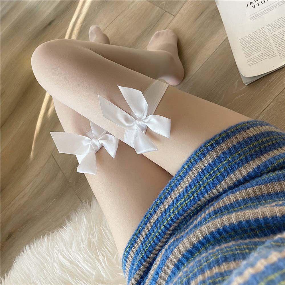 Vớ Đen Mỏng Đính Nơ Phong Cách Gothic Công Chúa Harajuku 15H Cho Nữ