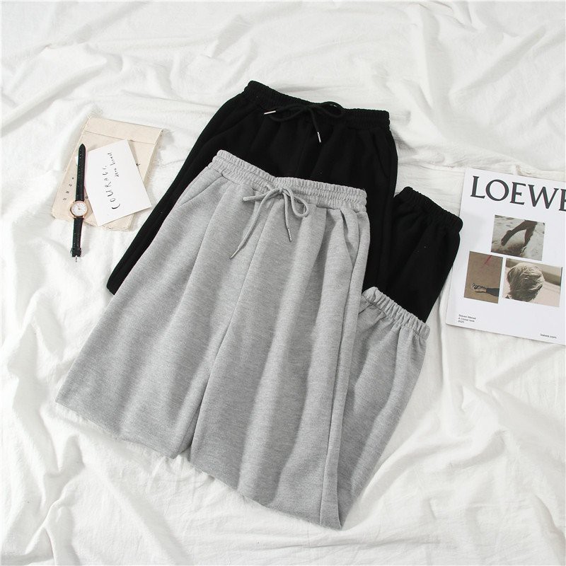 [Mã FAMAYWA giảm 10K đơn 50K] Quần Ống Rộng Unisex Bo Ống Chất Thun Da Cá 2 Màu Đen Xám - Quần Jogger Nỉ Lưng Cao QD012 | BigBuy360 - bigbuy360.vn