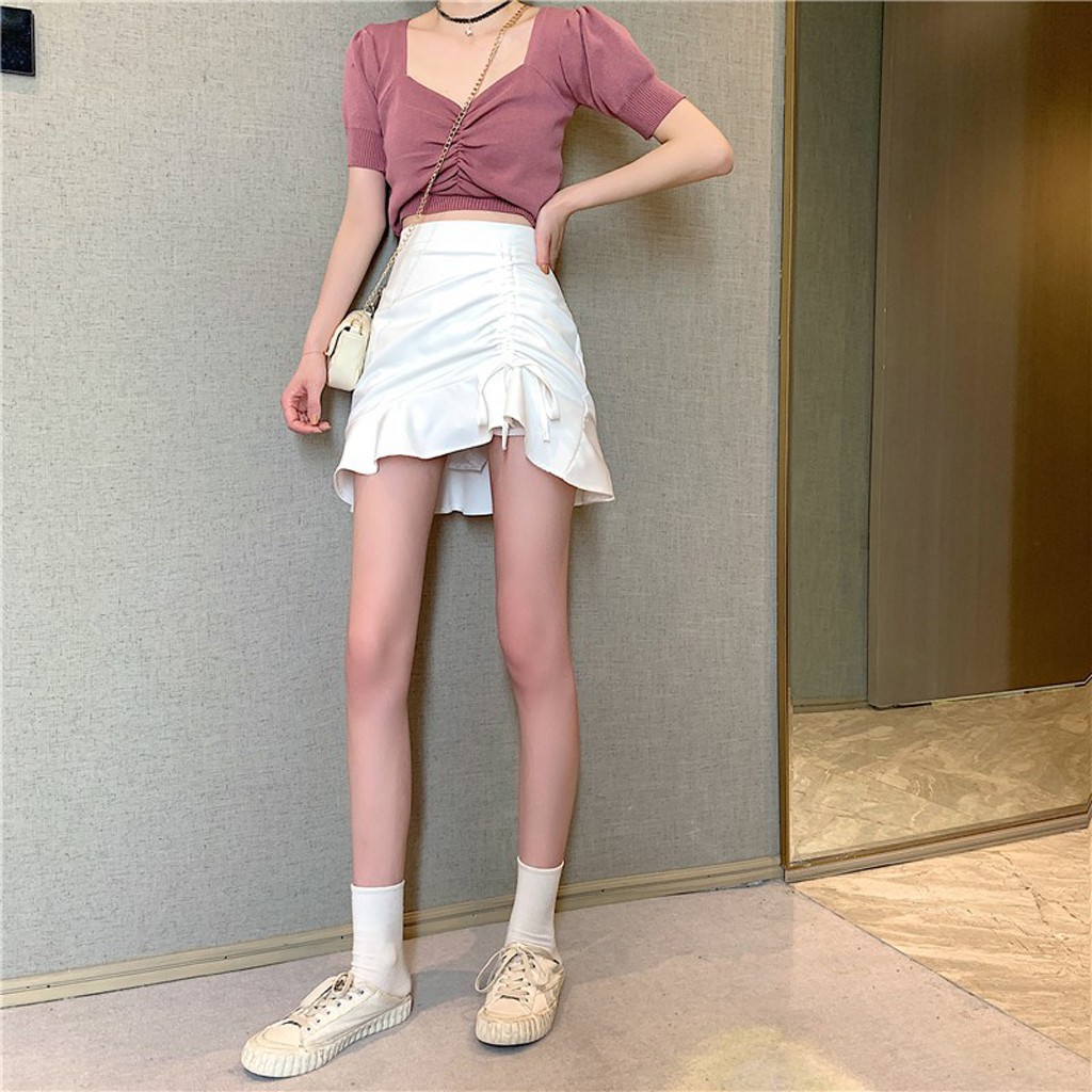 Chân váy chữ A lưng cao 2 tông màu cơ bản. Chân váy nữ rút dây đuôi cá phong cách Hàn Quốc | Tipio | BigBuy360 - bigbuy360.vn