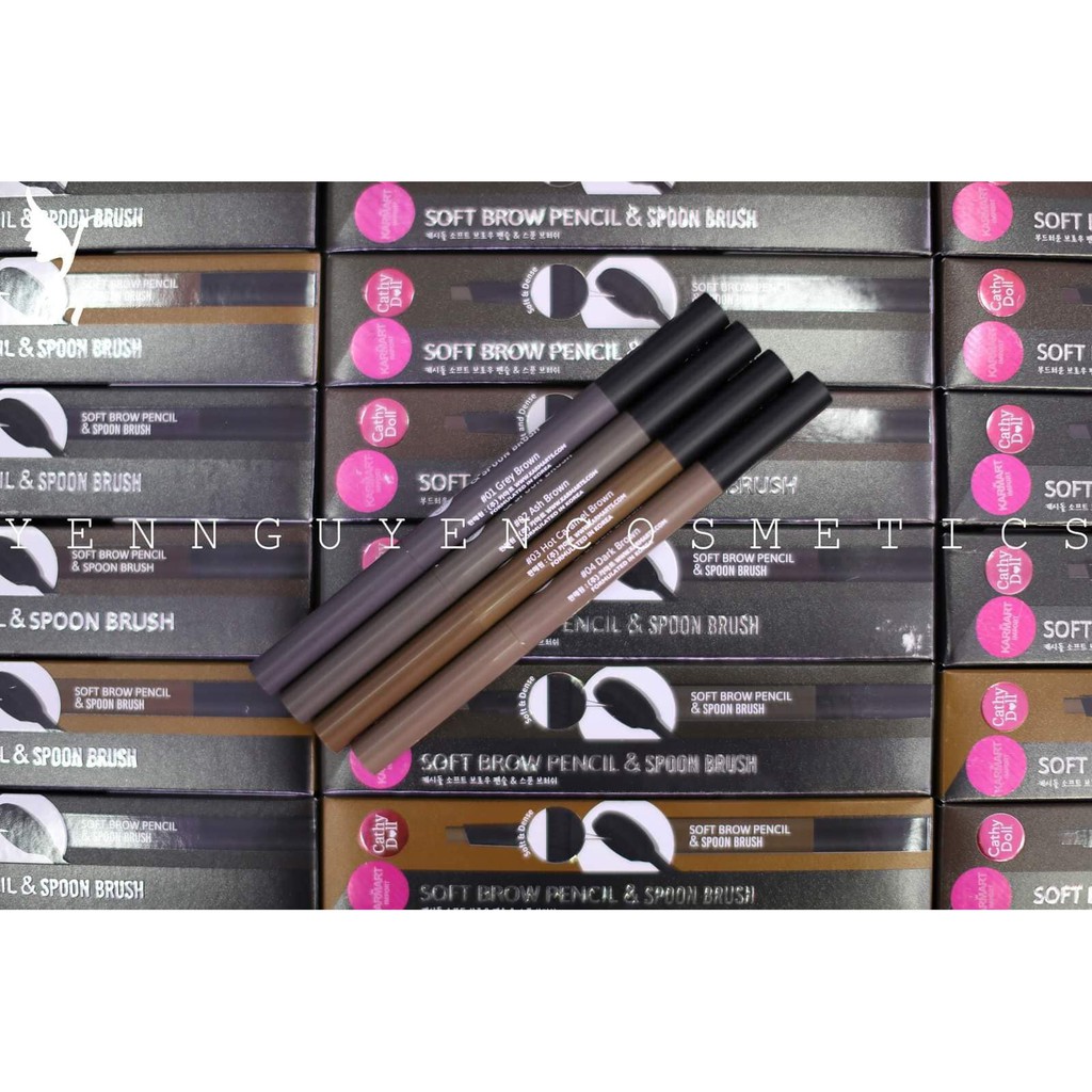 BÚT KẺ CHÂN MÀY VÀ MÍ CATHY DOOL SOFL BROW PENCIL &amp; SPOON BRUSH