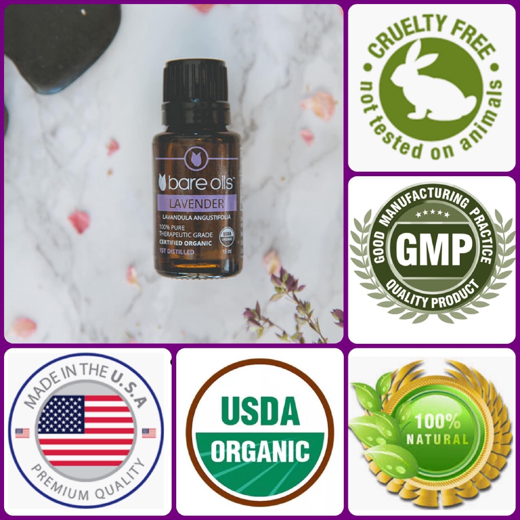 [MADE IN USA] Tinh dầu oải hương - Lavender Essential Oil (Tinh dầu hữu cơ Bare Oils - USDA Organic) 15ml