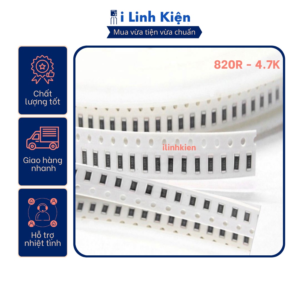 Điện trở dán 1206 1/4W 820R - 4.7K 1% chất lượng tốt